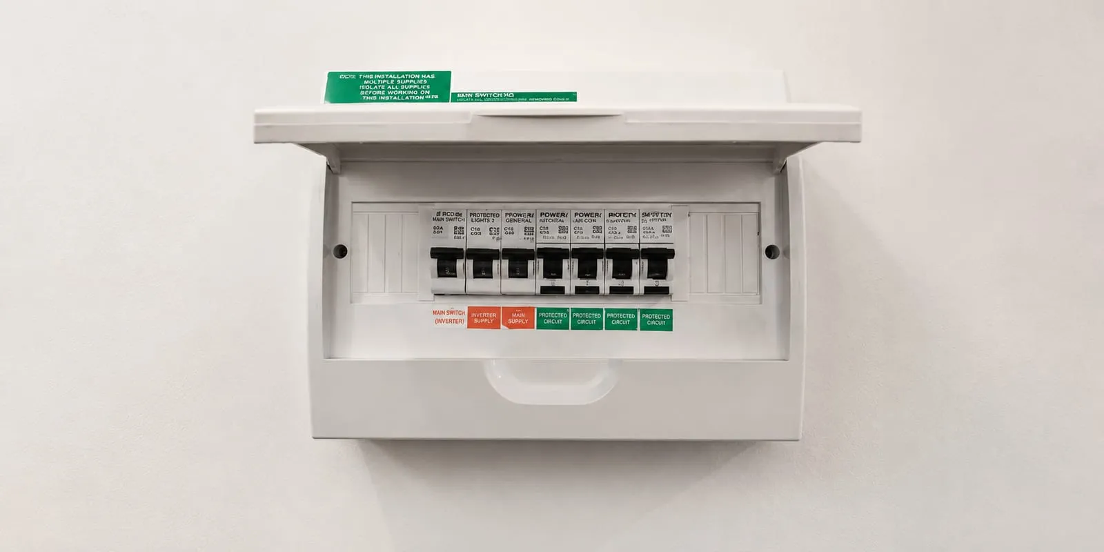 New switchboard with circuit breakers and safety switches after the upgrade
