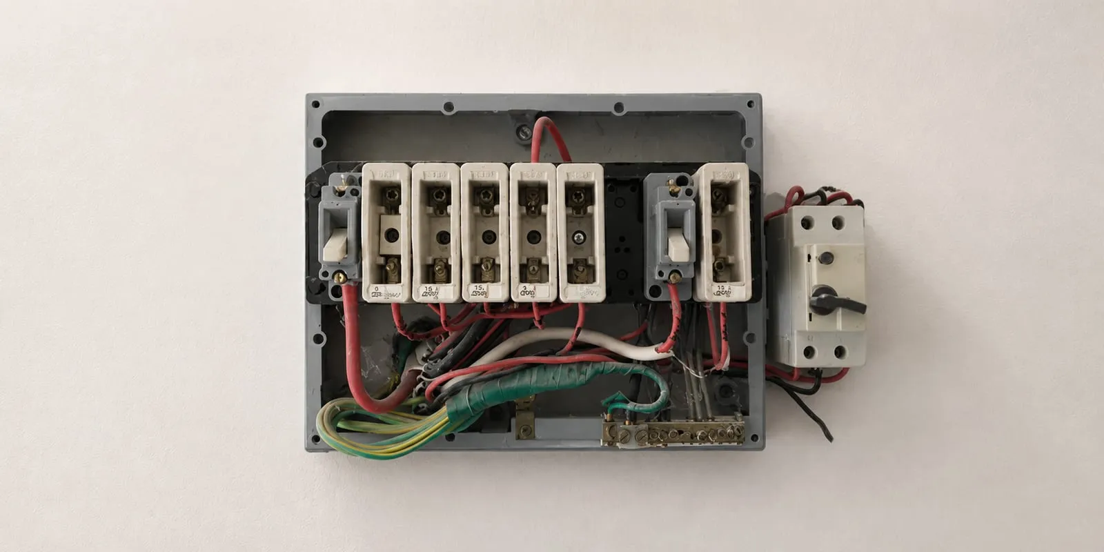 Old ceramic-fuse switchboard in a Brisbane home before an upgrade